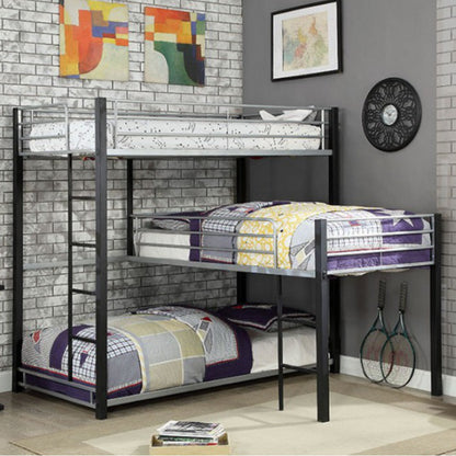 Aubrey Contemporary Sand Black Twin Triple Decker Bed  