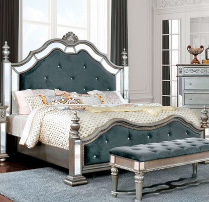 Azha Glam Silver, Gray Bed Frame