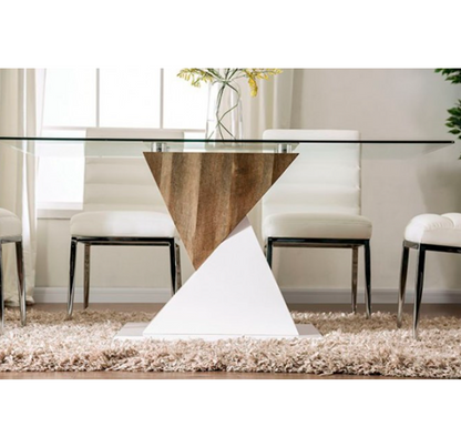 Bima  Contemporary White/Natural Tone Dining Table