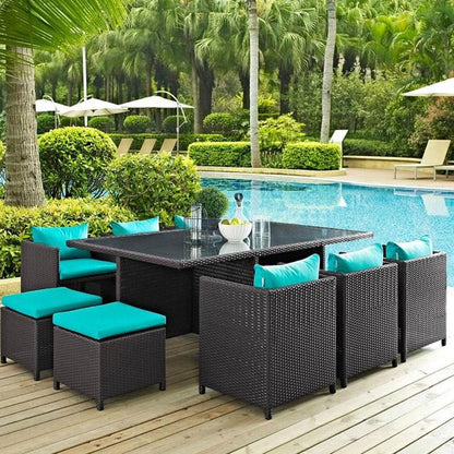 Ashanti Contemporary Brown 11 PC. PATIO DINING SET  