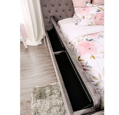 Davida Transitional Gray Bed Frame