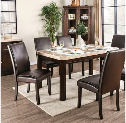 Faulk Transitional Espresso/Warm Gray Dining Table