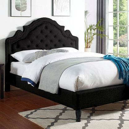 Olivia Upholstered Black Bed