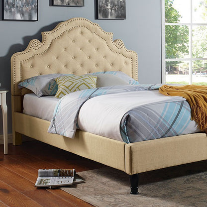 Olivia Upholstered Beige Bed