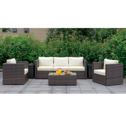 Ilona Contemporary Brown, Beige Patio Ottoman