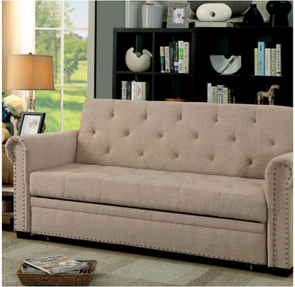 Iona Transitional Beige Living Room Futon Sofa