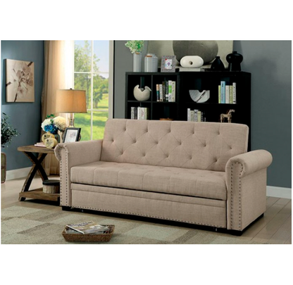 Iona Transitional Beige Living Room Futon Sofa