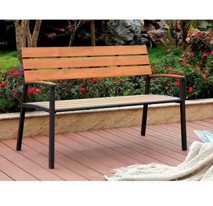 Isha Transitional Oak Patio Bench