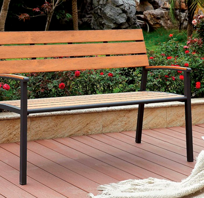 Isha Transitional Oak Patio Bench