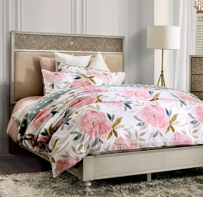 Jakarta Transitional Antique White, Beige Bed Frame