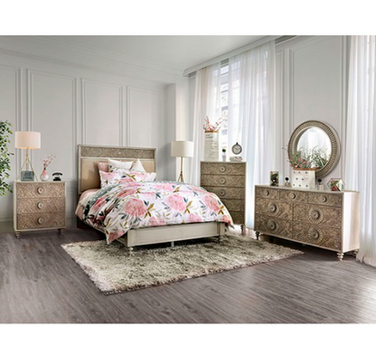 Jakarta Transitional Antique White, Beige Bed Frame