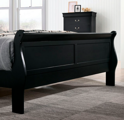 Louis Philippe Transitional Black Bed Frame