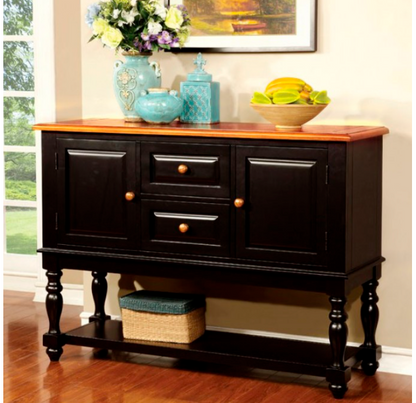 Mayville Transitional Black, Antique Oak Dining Server