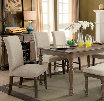 Siobhan Transitional Rustic Oak, Beige Dining Table